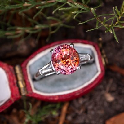 Padparadscha Sapphire engagement ring white gold